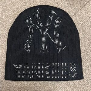 Black Yankees Beanie with Rhinestone Logo